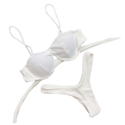 

Roseonmyhand Women Bikini Set Swimwear Push-Up Padded Solid Bathing Bra Swimsuit Beachwear