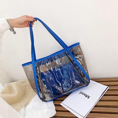 

Tailored Women Transparent Jelly Bag Tote Bag Summer Letter Big Bag Shoulder Bag Handbag