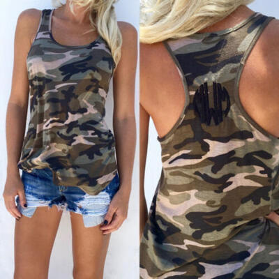 

Summer Womens Casual Tops Blouse Sleeveless Crew Neck Floral T-Shirt Vest Tank