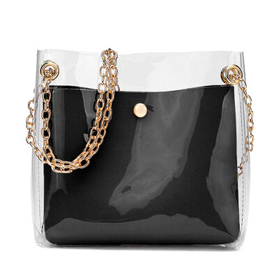

Fashion Women Transparent Bag Clear PVC Small Tote Messenger Bags Laser Holographic Shoulder Bag Female Lady Sac A Main YJ