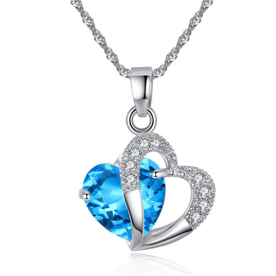 

Peach Heart Drilling Pendant Water Chain Crystal Necklace