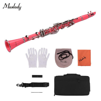 

Muslady ABS 17-Key Clarinet Bb Flat with Carry Case Gloves Cleaning Cloth Mini Screwdriver Reed Case 10pcs Reeds Woodwind Instrume