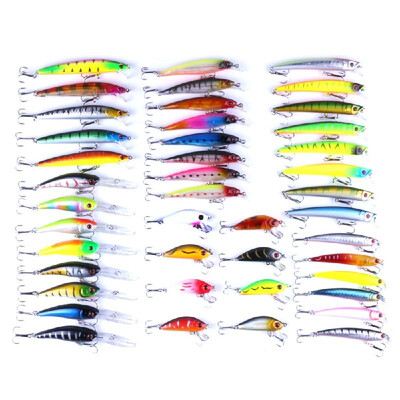 

Pack of 43Pcs Mixed Fishing Lure Bait Set Kit Artificial Fishing Minnow Lures Hard Bait Swimbait with Treble Hook