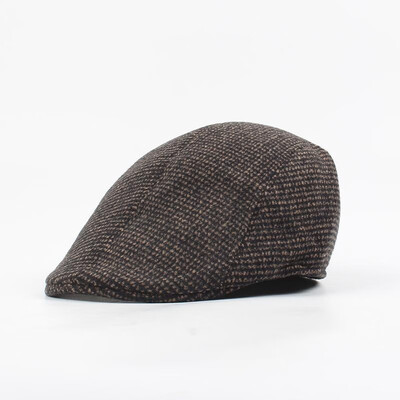 

Vintage Men Duckbill Cap Tweed Patterns Adjustable Autumn Winter Newsboy Hat Ivy Golf Cabbie Cap