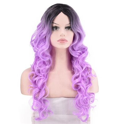 

〖Follure〗Women Natural Party Cosplay Long Wave Wig Mix Colors Curly Wavy Synthetic Wigs