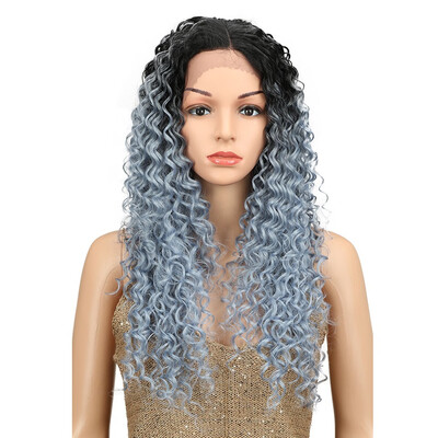 

Noble 30 Inches Synthetic Curly Wigs For Black Women Blonde Brown Colors Long Afro Kinky Curly Hair Middle Part Lace Front Wig
