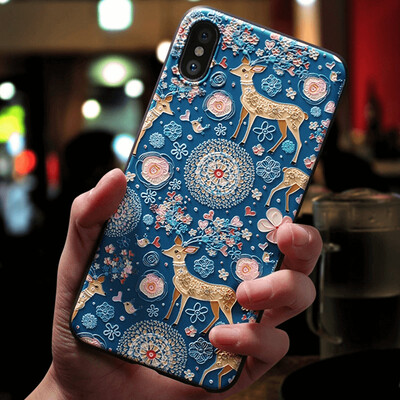 

Cute 3D Emboss Cartoon Patterned Phone Case Silicone Soft TPU Painted Serise Phone Case For Iphone XXs Fawn Pattern