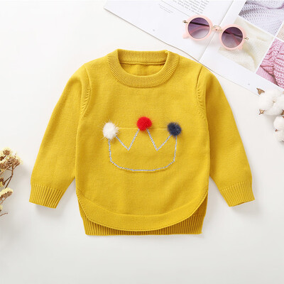 

Toddler Infant Baby Girls Crown Hair Ball Long Sleeves Sweater Sweatshirt Tops