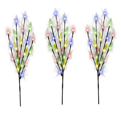 

Gobestart Stylish Branch Tree Twig Leaf Solar Outdoor Garden 60 Warm White LED Lights 3Pcs