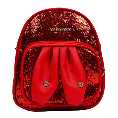

Cute Rabbit Ears Kids Boys Girls Pupils PU Backpacks Zipper Shoulder Bags