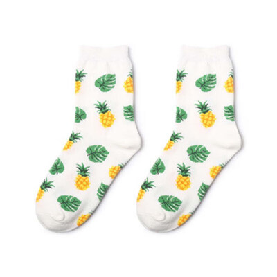 

Cotton fashion homewear casual soft women girls home sales cute High-Top Cartoon Fruit Printed Socks