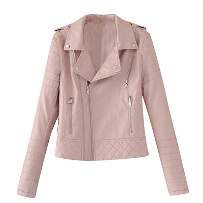 

Toponeto Womens Casual Solid Color Lapel Zipper Long Sleeve Leather Jacket Coat