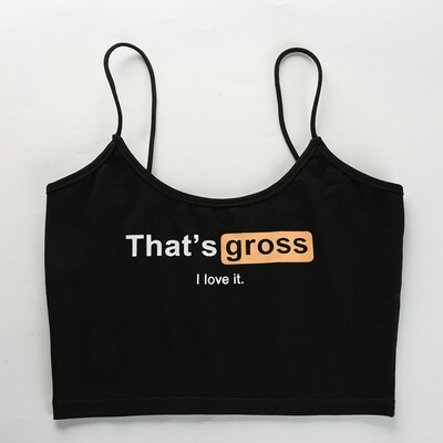 

Sexy Letter Printed Halter Sling Top Ladies Summer Short Exposed Navel Camisole