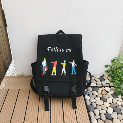 

Ins schoolbag female Korean version high school backpack college students simple antique fashion Canvas Shoulder Bag
