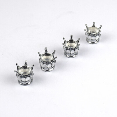 

Tailored 4Pcs Chrome Silver Crown Bling Diamond TireWheel Stem Caps Car Truck
