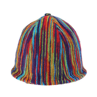 

Cute Kids Girls Panama Bucket Hat Children Colorful Stripe Fisherman Cap