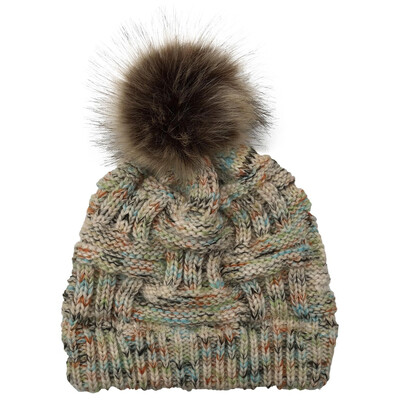 

Tailored Women Stitching Outdoor Faux Fur Ball Hats Crochet Knit Multicolor Beanie Cap