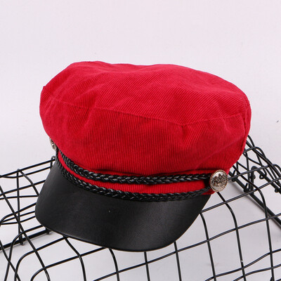 

Spring military hat female British Han version of the boomer youth bend eaves beret set up fashion black painter octagonal hat