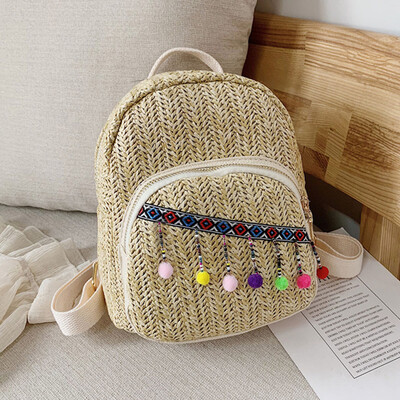 

Tailored Fashion Parent-Child Outdoor Woven Hairball Shoulder Bag Messenger Bag Backpack