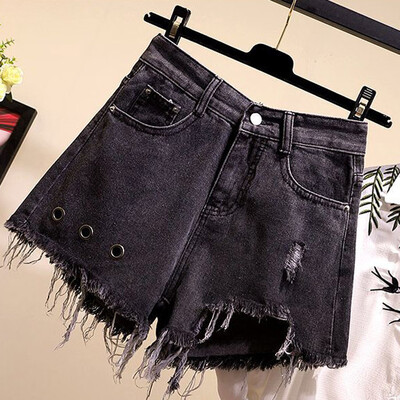 

〖Follure〗Fashion Women Plus Size Solid Pocket Hole Jeans Pant Wide Leg Casual Sexy Shorts