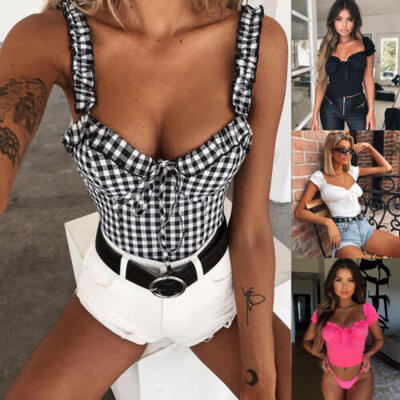 

USA Women Sexy Off Shoulder Casual Bralet Tank Top Blouse Crop T-Shirt Cami Tops