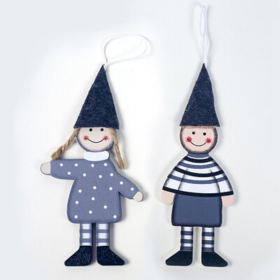 

Jyuesi Christmas Tree Ornaments Wooden Boy Girl Hanging Pendant Decoration for Christmas Tree