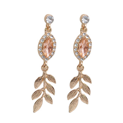 

Shiny Crystal Rhinestone Leaf Long Drop Dangle Earrings New Design Fashion Statement Jewelry For Women Gift Brincos