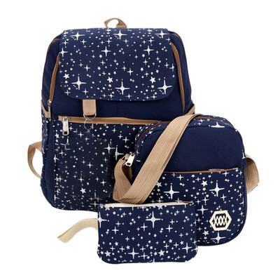 

Tailored Canvas Backpack Shoulder Bag Lady School Student Three Pack Set Travel Bag Hot