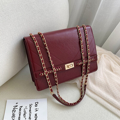 

Qiao Bani 2019 new European&American style fashion street shooting solid color chain flip cover shoulder slant diagonal trend handbags