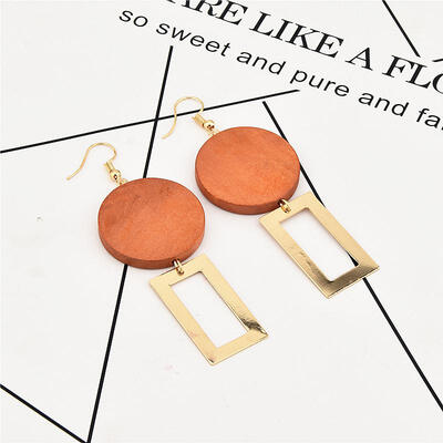 

Hot Round Wood Earrings Long Statement Gold Earrings Rectangle Dangle Drop Earrings For Women Fashion Jewelry Brincos Oorbellen