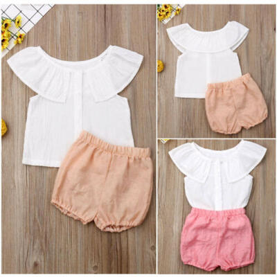 

Toddler Infant Baby Girl Ruffle Sleeve Tops Shirts Shorts Pants Outfit Clothes