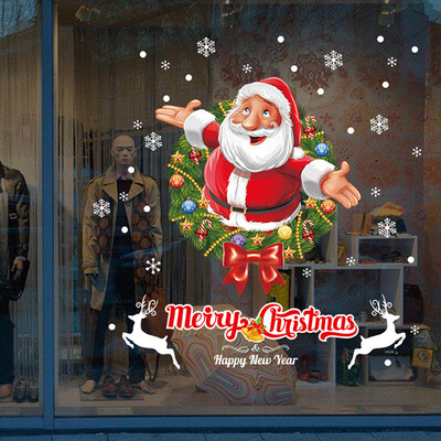 

Gobestart Christmas Living Room Xmas Santa Claus Snowman Elk Wall Stickers Window Decor