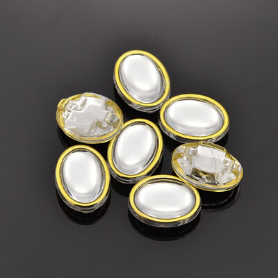 

Sew on Taiwan Acrylic Garment Accessories OvalClearGolden205x16x9mm Hole 1mm