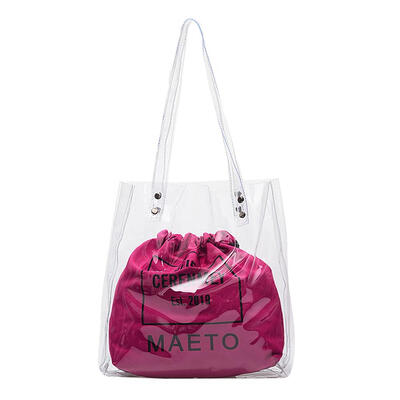 

2pcsset Transparent Shoulder Handbags Women Drawstring Top-handle Totes