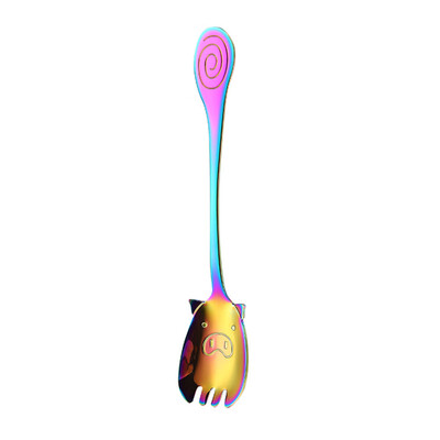 

1Pcs Cute Pig Creative Cartoon Antihot Spoon Household Spoon Fork Stainless Steel Children Tableware For Eating Fruit