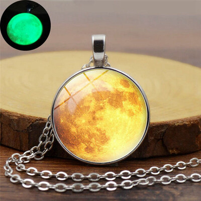 

Full Moon Glow In The Dark Pendant Necklace Luminous Moon Silver Chain Jewelry