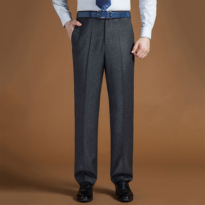 

WENGUANGUO autumn&winter thick mens trousers high waist straight free hot loose large size suit pants male 7961