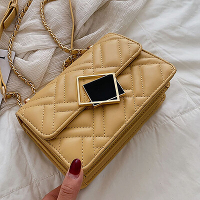 

2019 new wave Korean style embroidered line diamond chain small square bag fashion Joker shoulder Messenger bag