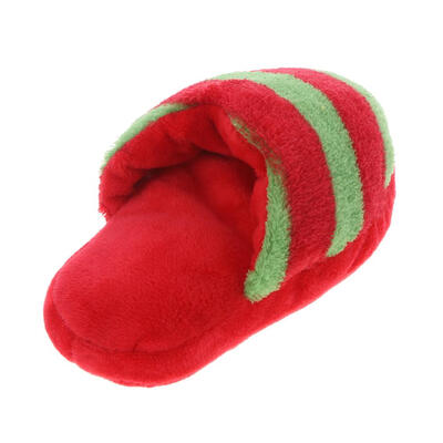 

Striped Plush Slipper Shaped Squeaky Pet Toy Puppy Dog Sound Chew Play Toy