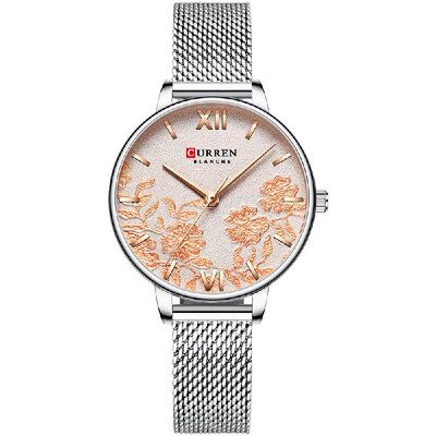 

CURREN 9065 Elegant Exquisite Casual Business Quartz Women Watch Sakura Flower Embossed Simple Wrist Watch 3ATM Waterproof Wristwa