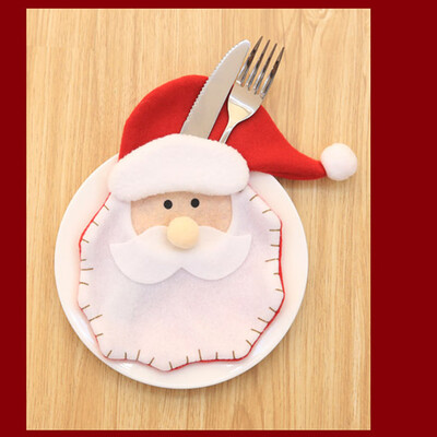 

〖Follure〗Christmas Decorative Tableware Fork Set Christmas Hat Storage Dinner Decor Tool
