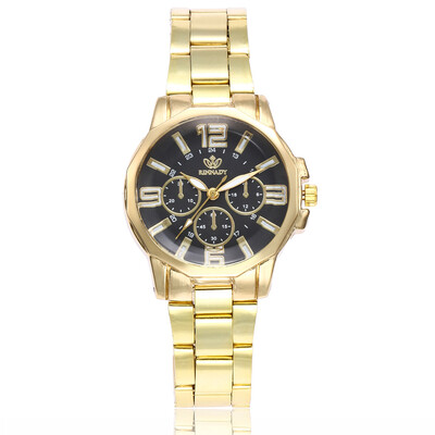 

New hot ladies three-eye alloy steel belt watch simple scale quartz watch