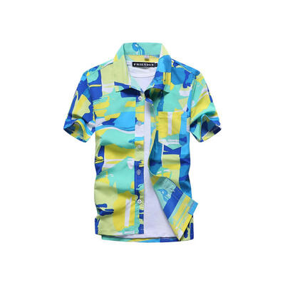 

Summer Printing Loose Shirt Casual Quick Dry Short Sleeve Mens Shirt Beach Tops Clothes Clothing