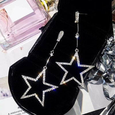 

Girl Crystal Five pointed Star Drop Dangle Earrings Women Party Jewelry Gift