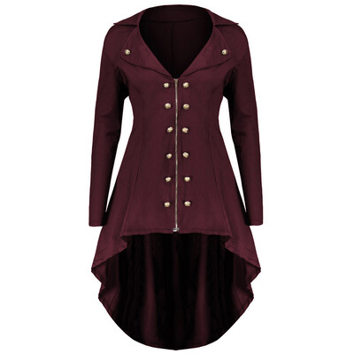 

Gothic Vintage Women Steampunk Swallow Tail Trench Coat Jacket Long Punk Jacket