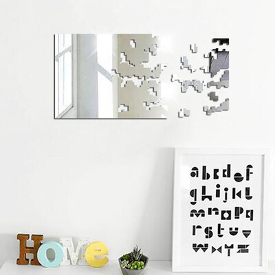 

〖Follure〗Mirror Wall Sticker Rectangle Square Self Adhesive Room Decor Stick On Art BK