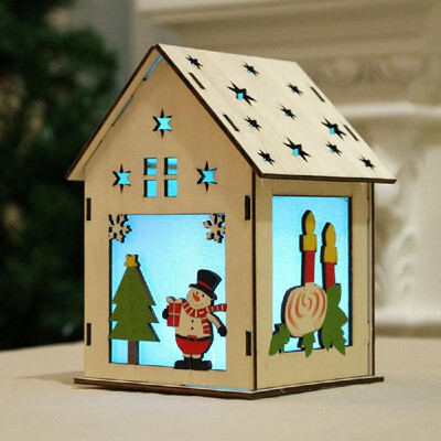 

Christmas decorations luminous wooden house snow house hotel bar Christmas tree decoration ornaments DIY gift window decoration Ex
