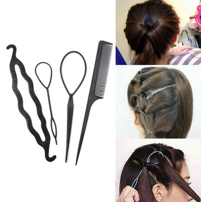 

Siaonvr New 4Pcsset Hair Twist Styling Clip Stick Bun Maker Braid Tool Hair Accessories