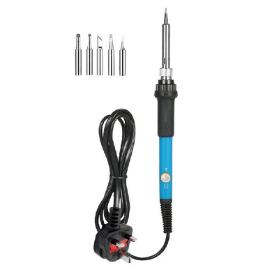 

60W Electric Adjustable Temperature Welding Soldering Iron 5 Replacement Soldering Tips Set