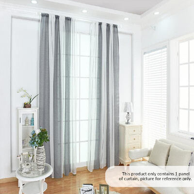 

39 79 inches Cotton Linen Semi-Blackout Stripe Pattern Window Curtain Panel Living Room Bedroom Hotel Divider Voile Curtain with
